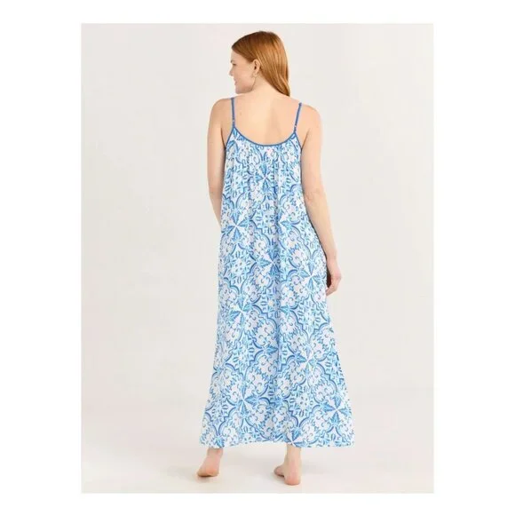 NWT Women's Strappy Maxi Nightgown – Blue & White – Joyspun Sleepwear 2X - Picture 2 of 6